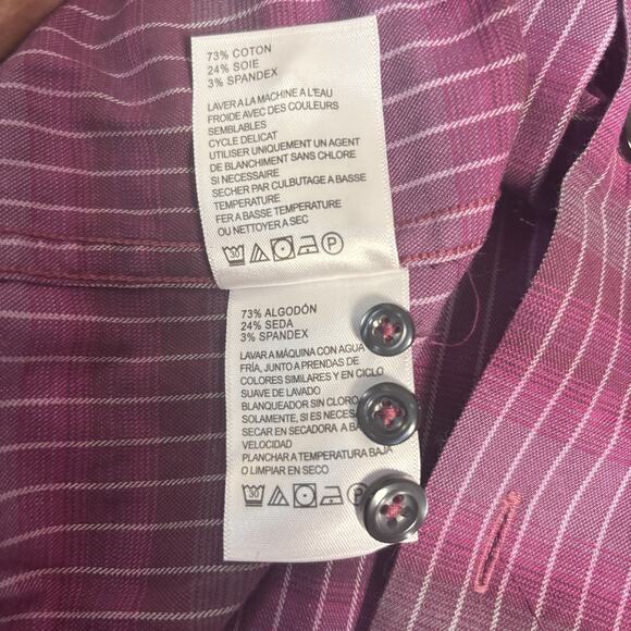 Tommy Bahama Shirt Mens Medium Silk Blend Button Up Long Sleeve Striped Casual - Picture 12 of 16